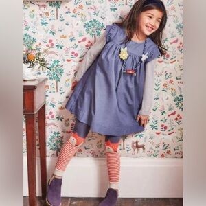 Mini Boden Dress Purple Corduroy Girls 4-5Y Short Sleeve